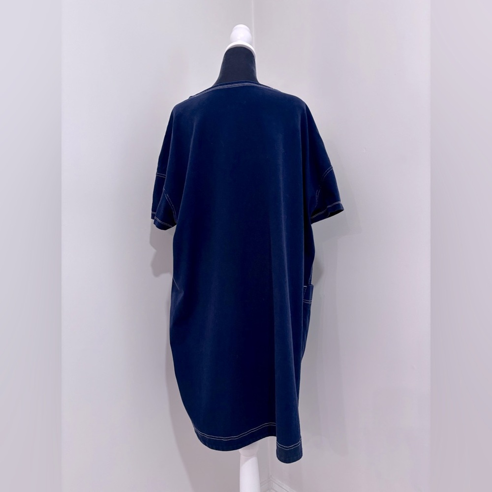 Everlane Oversized Mariner Dress In True Navy/White Size L - Picture 8 of 16